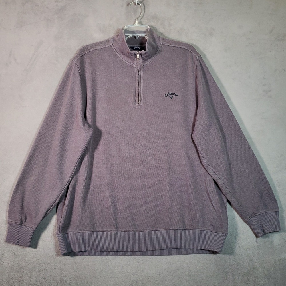 Callaway Sweater Mens XL Gray 1/4 Zip‎ Elbow Patch Preppy Outdoor Golf Casual